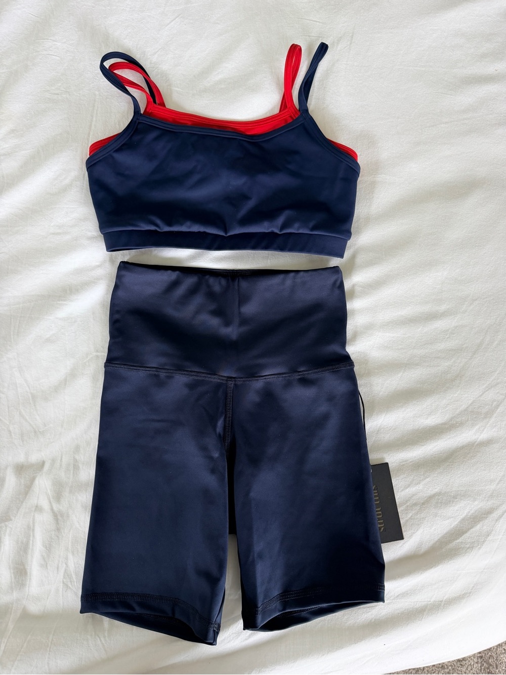 Strut-This Navy Bike Shorts & Sports Bra Set S / One Size